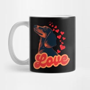 Red Hearts Love Dachshund Dog Valentine Mug